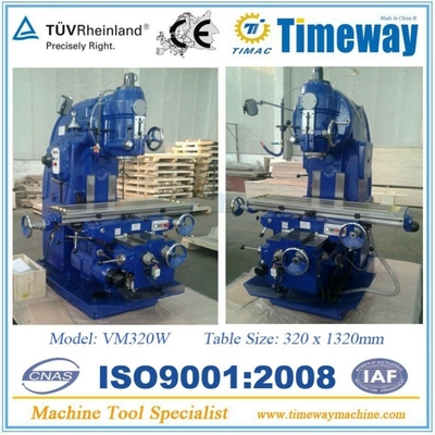 Fresatrice a ginocchio verticale a 320 mm con testa a fusione di ±30°